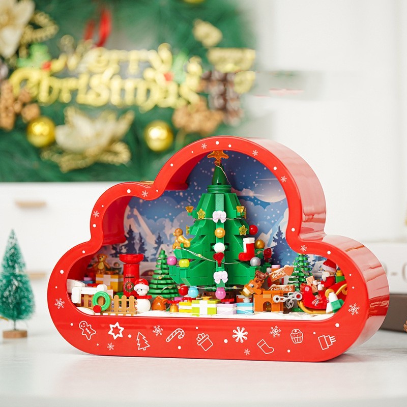 Weihnachtlicher Deko-Bausatz mit Beleuchtung – Kreatives Cloud-Design, Bauklötze, Geschenkidee für Kinder und Erwachsene