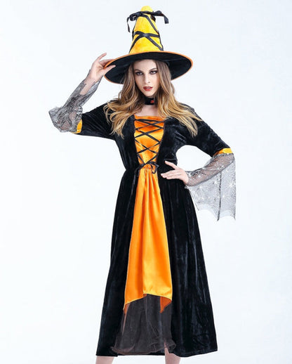 Damen Halloween Hexen Kostüm Set – Zauberhafte Verkleidung für Halloween-Partys & Gruselige Events