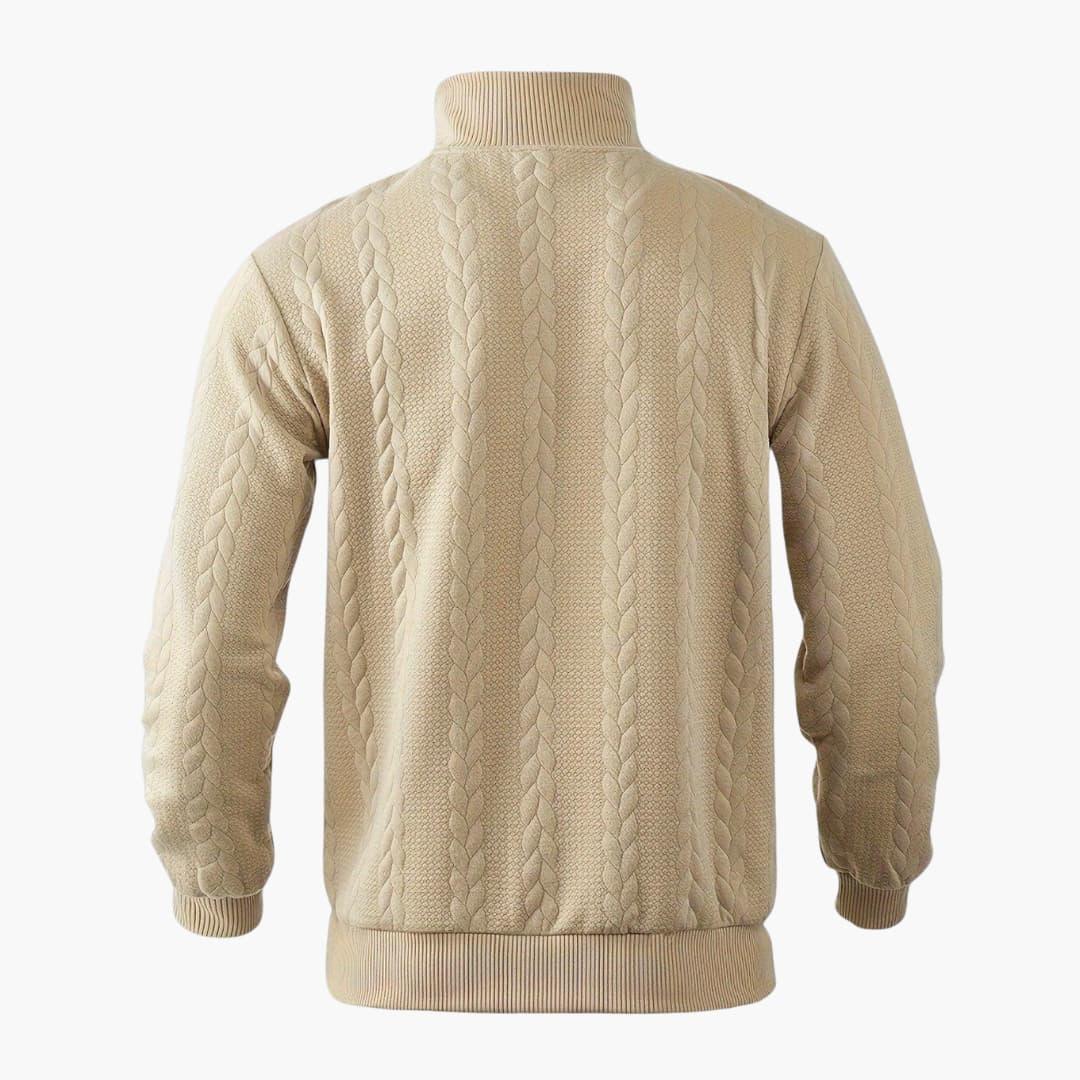 Herren Strickpullover Half-Zip – Stilvoller Freizeitpullover mit Zopfmuster für Alltag und Büro