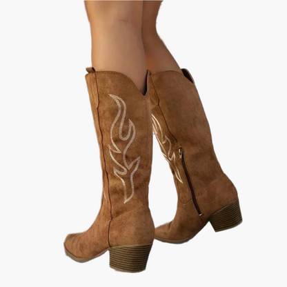 Damen Kniehohe Cowboystiefel Westernstil für Alltag und Party