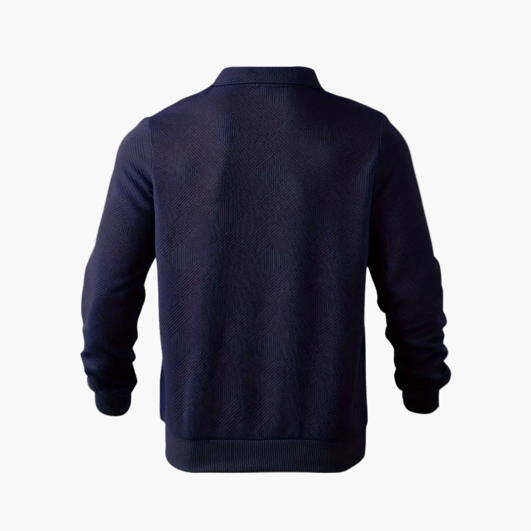 Herren Pullover im Vintage Stil mit Reißverschluss – Geometrisches Muster und moderner Freizeitlook