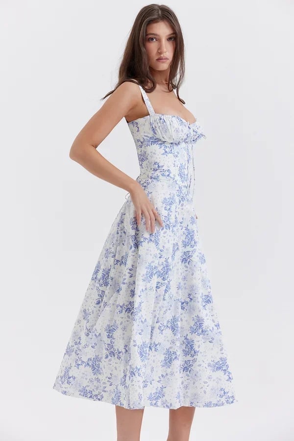 Luftiges Sommerkleid Damen – Elegantes Maxikleid mit Trägern für Hochzeit, Strand & Gartenparty
