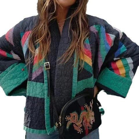 Faith – Vintage Bedruckte Lockere Blumen Baumwolljacke für Damen