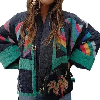 Faith – Vintage Bedruckte Lockere Blumen Baumwolljacke für Damen