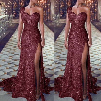 Harriet – Einseitiges ärmelloses Bronzing Split-Kleid
