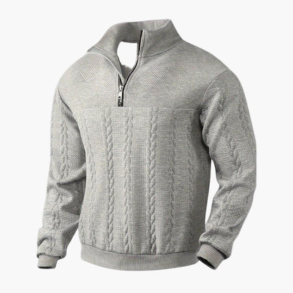 Herren Strickpullover Half-Zip – Stilvoller Freizeitpullover mit Zopfmuster für Alltag und Büro