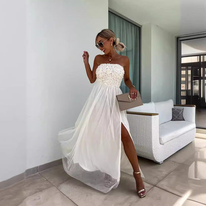 Mandy – Ärmelloses Midikleid mit dreidimensionalen Blumen