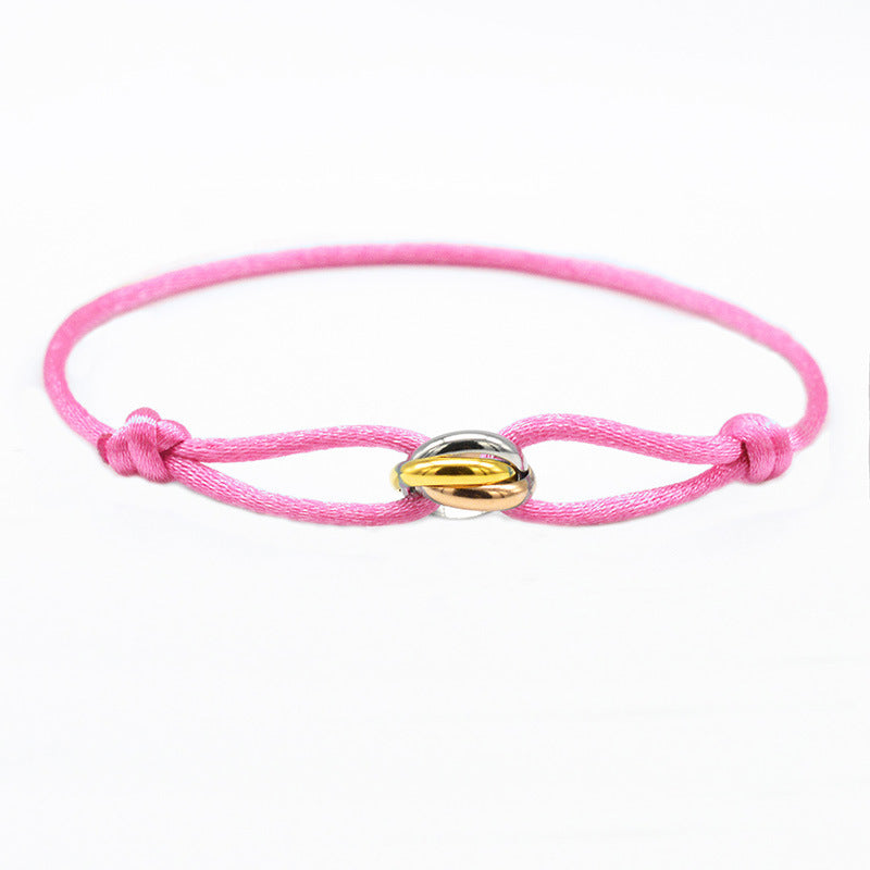 Verstellbares hellblaues Armband mit ineinandergreifenden Edelstahlringen – Unisex & Minimalistisch