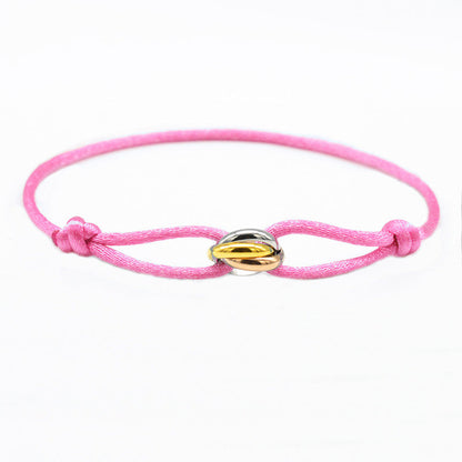 Verstellbares hellblaues Armband mit ineinandergreifenden Edelstahlringen – Unisex & Minimalistisch