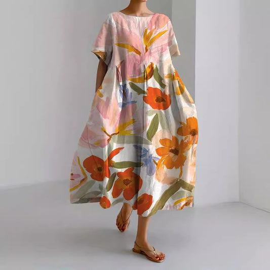 Helen – Lässiges Kurzarmkleid mit komfortablem 3D-Digitaldruck