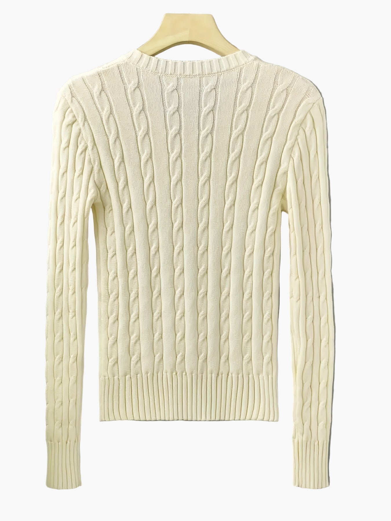 Damen Pullover im Zopfmuster mit V-Ausschnitt – Modischer Freizeit Strickpullover