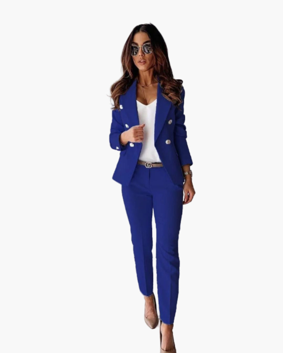 Damen Business Anzug mit Doppelreihigem Blazer – Eleganter Hosenanzug für Büro & Events