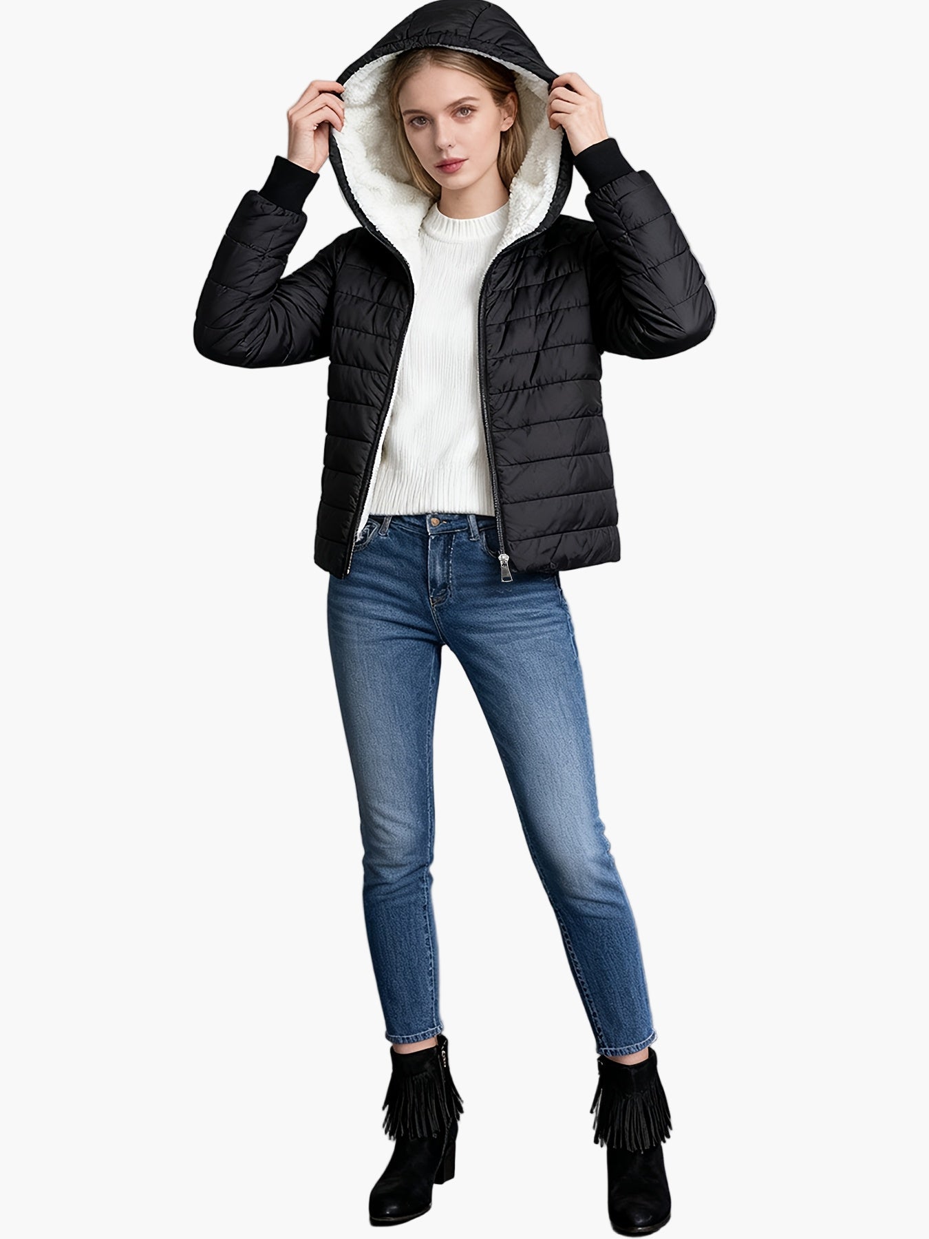 Damen Steppjacke mit Kapuze – Modische Freizeitjacke für Herbst und Winter