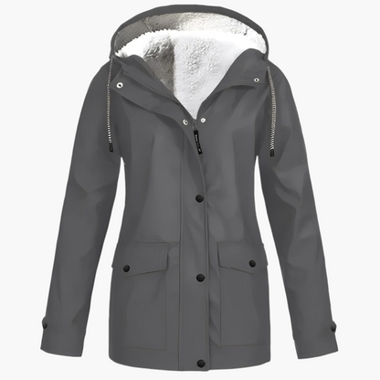 Damen Fleece Gefütterte Regenjacke – Stylische Winter Outdoor Jacke für Komfort und Schutz