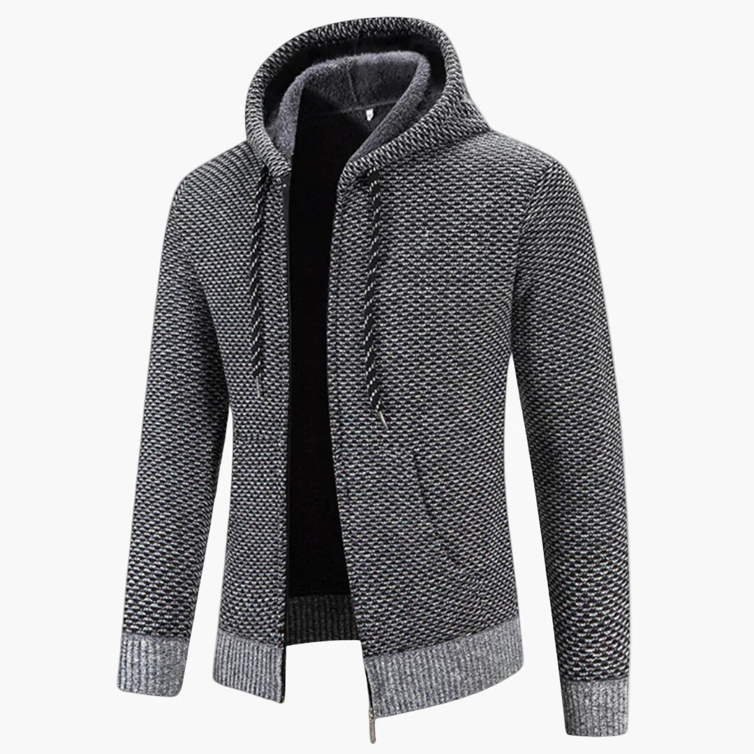 Herren Strick-Kapuzenjacke für Herbst und Winter – Komfortabler Freizeit-Hoodie mit Reißverschluss