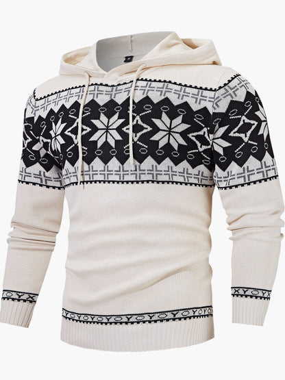 Herren Kapuzenpullover mit Norwegermuster – Winterlicher Casual Hoodie für Alltag & Freizeit