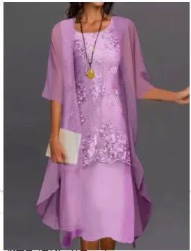 Damen Festliches Chiffon Zweiteiler Abendkleid mit Spitzenbesatz – Elegantes Outfit für besondere Anlässe