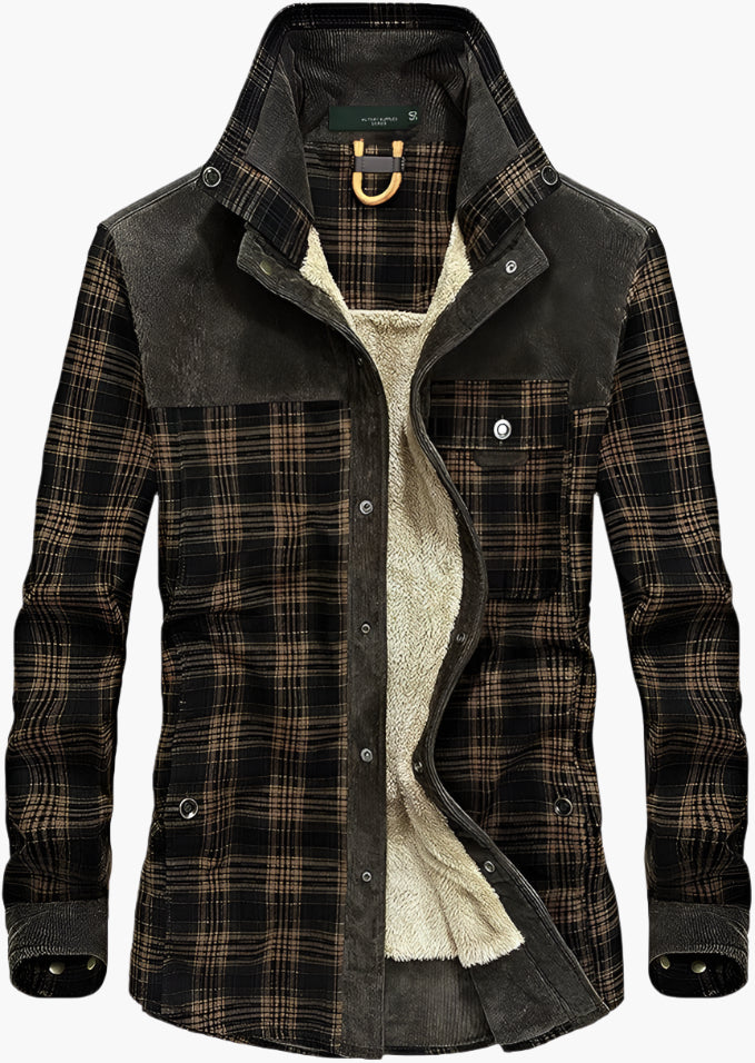Herren Outdoor Flanelljacke im Holzfäller-Stil mit Fleece – Freizeit- und Arbeitsjacke
