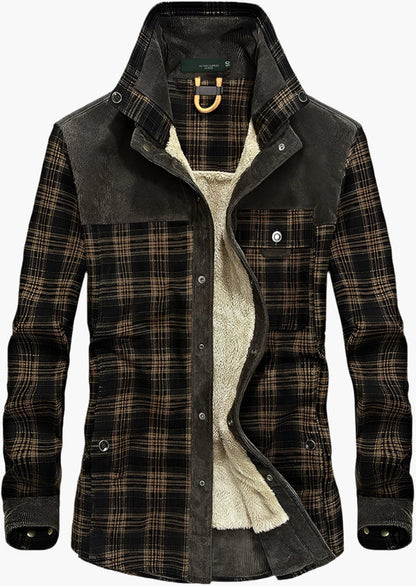 Herren Outdoor Flanelljacke im Holzfäller-Stil mit Fleece – Freizeit- und Arbeitsjacke