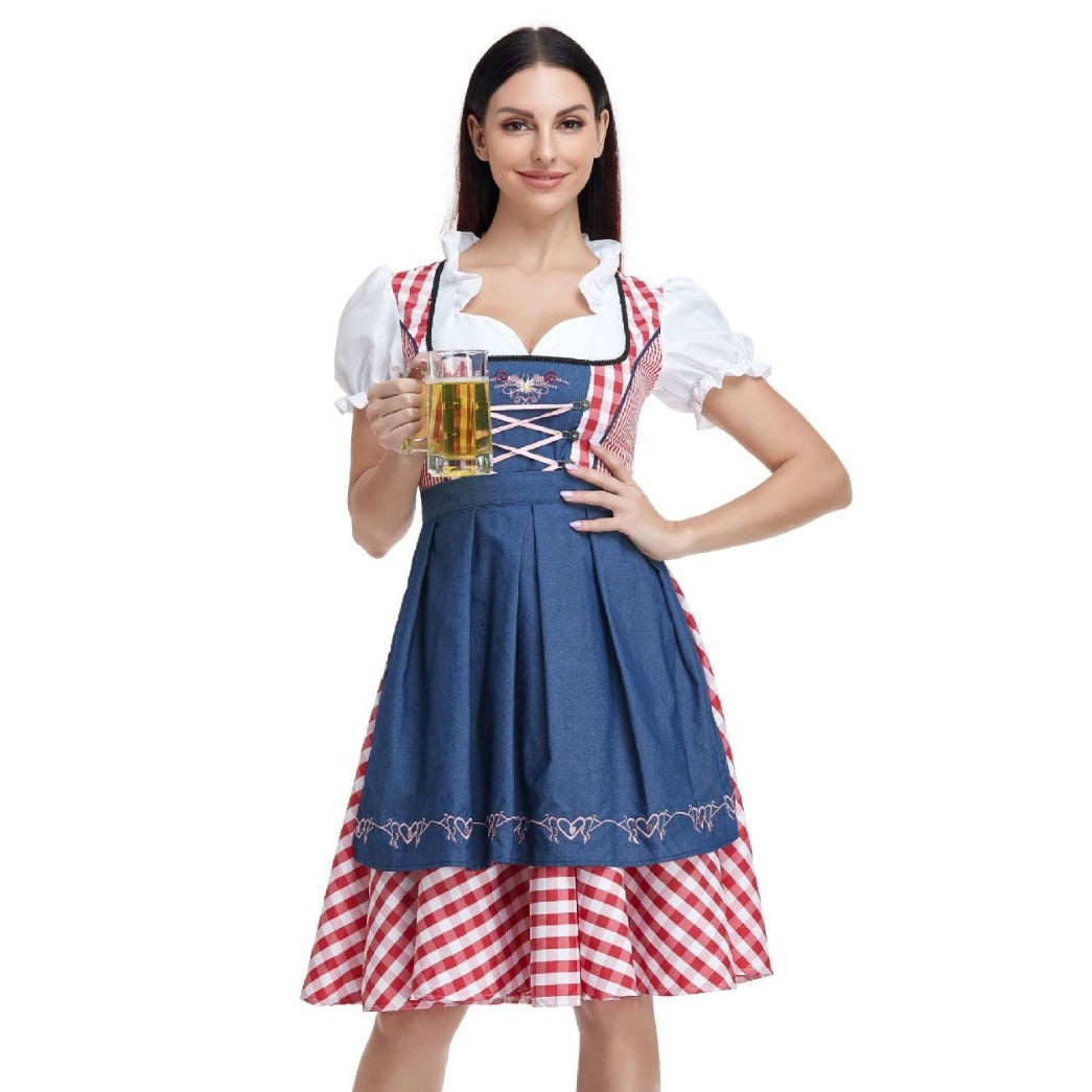 Damen Dirndl Kleid Traditionell Oktoberfest Trachtenkleid mit Schürze und Bluse – Perfekt für Volksfeste & Feiern