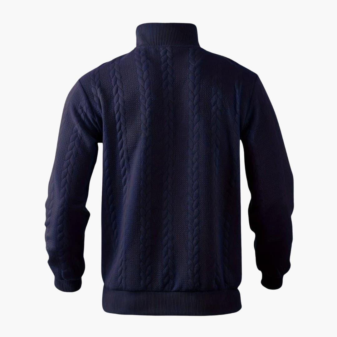 Herren Strickpullover Half-Zip – Stilvoller Freizeitpullover mit Zopfmuster für Alltag und Büro