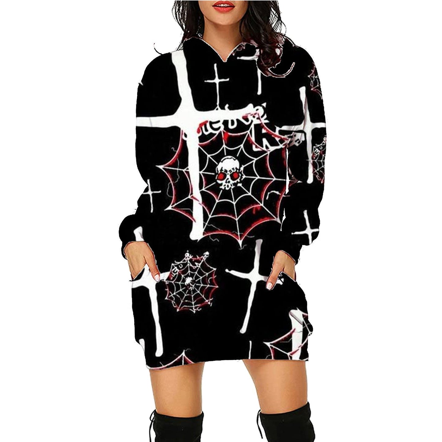 Damen Halloween Kapuzenkleid – Lustiges Kostüm für Party, Deko & Gruselige Stimmung