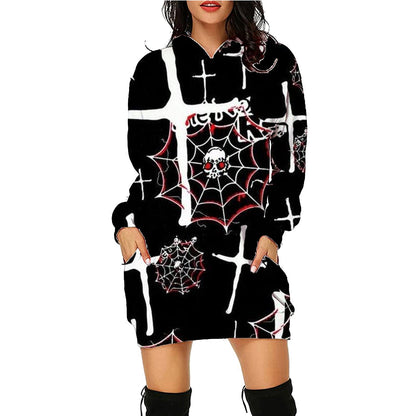 Damen Halloween Kapuzenkleid – Lustiges Kostüm für Party, Deko & Gruselige Stimmung
