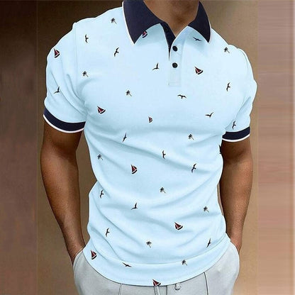 Doug – Kurzarm T-Shirt mit 3D-Digitaldruck und Segelboot-Muster