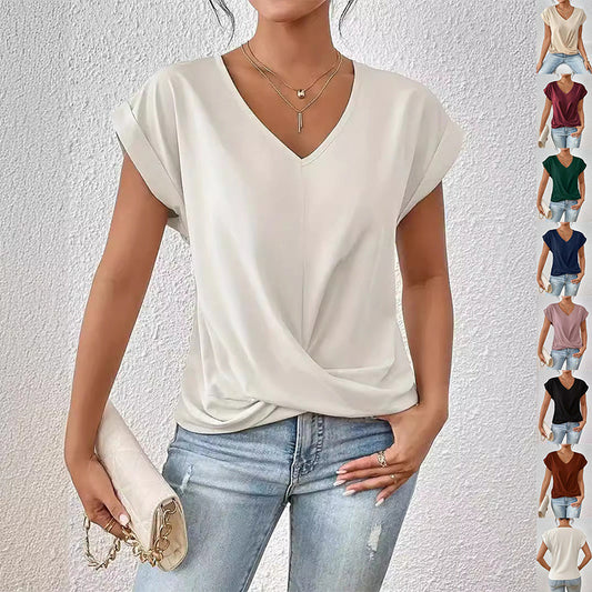 Anne – Sommerliches Damen-T-Shirt mit unregelmäßigem Knoten