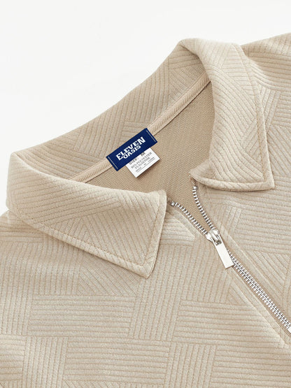 Herren Halb-Zip Pullover mit Strukturmuster – Smart-Casual Stil für Alltag und Büro