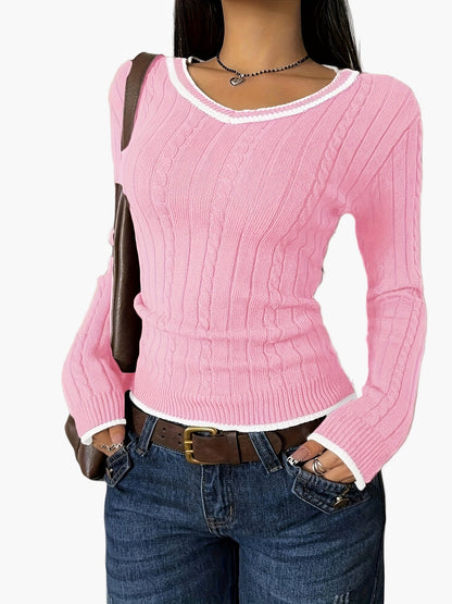 Damen Strickpullover mit V-Ausschnitt im Casual Stil – Modischer Alltags-Pullover für Freizeit und Büro