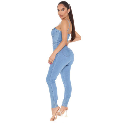 Emily – Hoch Elastischer Damen-Denim-Jumpsuit