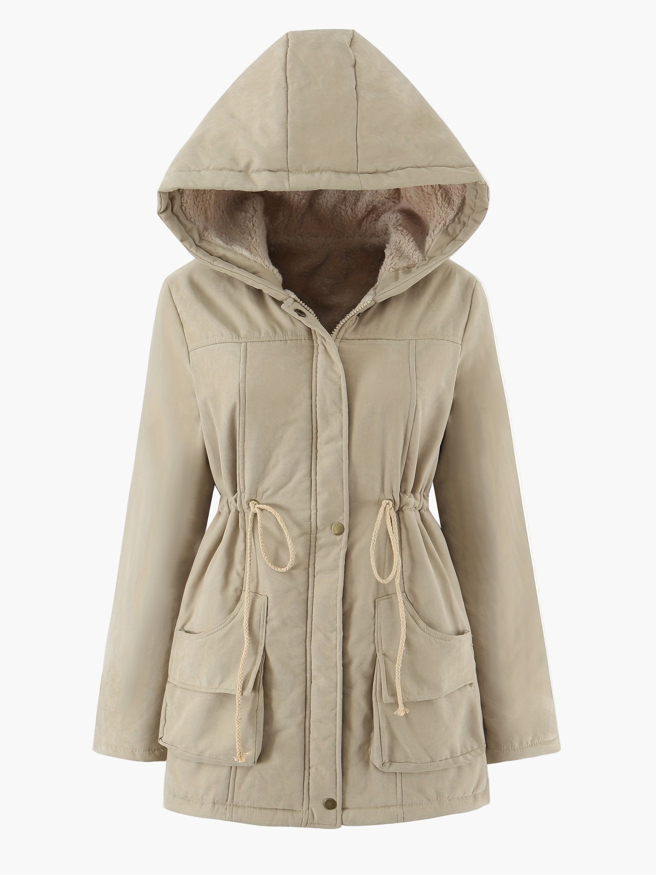 Damen Winterparka mit Kapuze und Teddyfutter – Freizeitjacke für Alltag und Outdoor