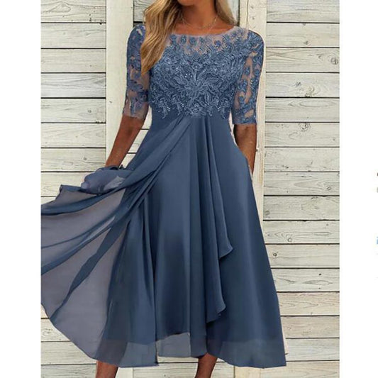 Marion – Chiffon-Stickerei Spitzen-Hollow-out Kleid für Damen