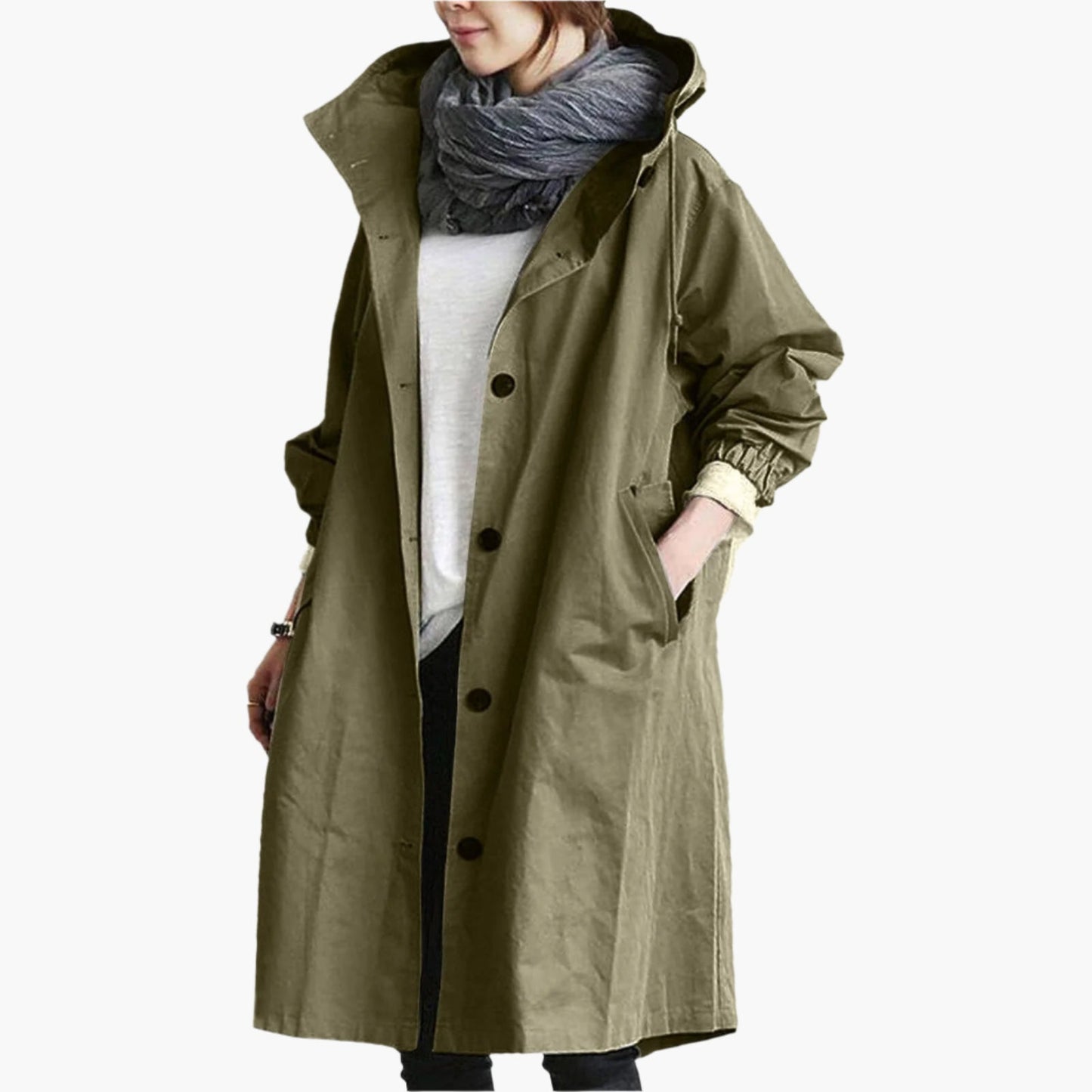 Damen Lange Regenjacke – Modischer Outdoor-Mantel, Wasserdicht & Atmungsaktiv, Perfekt für Alltag und Reisen