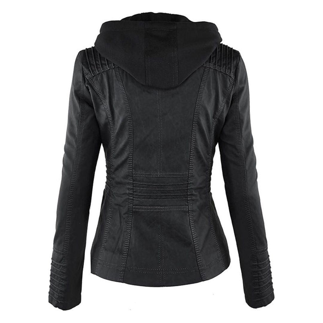 Damen Herbstjacke – Modische Bikerjacke mit Kapuze und Reißverschluss für Alltag und Freizeit