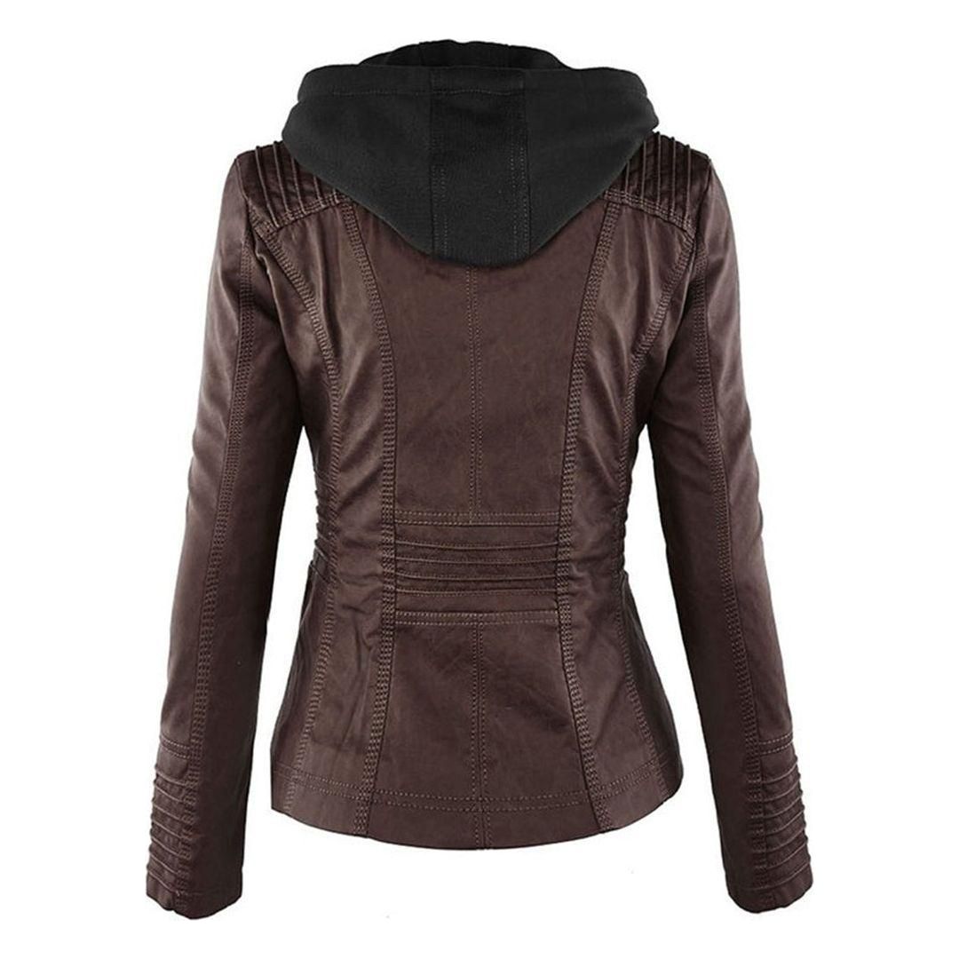 Damen Herbstjacke – Modische Bikerjacke mit Kapuze und Reißverschluss für Alltag und Freizeit