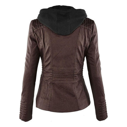 Damen Herbstjacke – Modische Bikerjacke mit Kapuze und Reißverschluss für Alltag und Freizeit