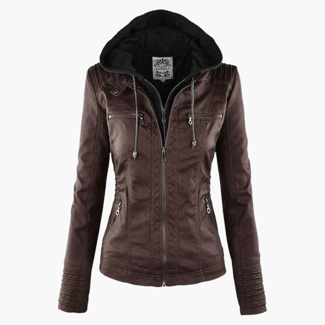 Damen Herbstjacke – Modische Bikerjacke mit Kapuze und Reißverschluss für Alltag und Freizeit