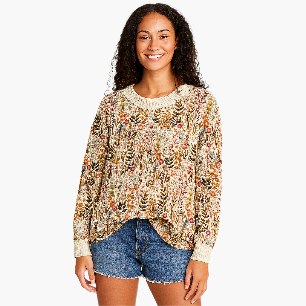 Damen Pullover im floralen Vintage-Stil – Ideal für Freizeit und Alltag