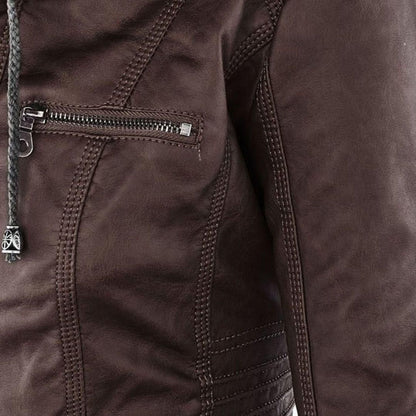 Damen Herbstjacke – Modische Bikerjacke mit Kapuze und Reißverschluss für Alltag und Freizeit