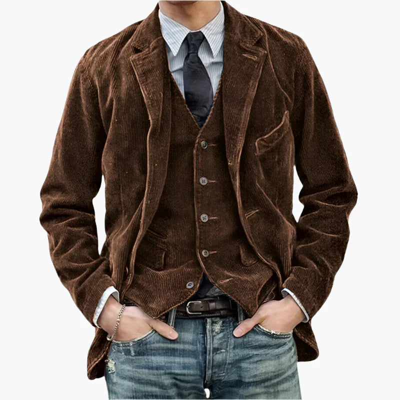 Herren Cord Sakko Vintage Business Casual – Stilvolle Herbst Winter Jacke