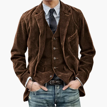 Herren Cord Sakko Vintage Business Casual – Stilvolle Herbst Winter Jacke