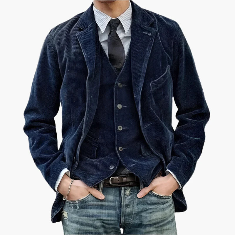 Herren Cord Sakko Vintage Business Casual – Stilvolle Herbst Winter Jacke
