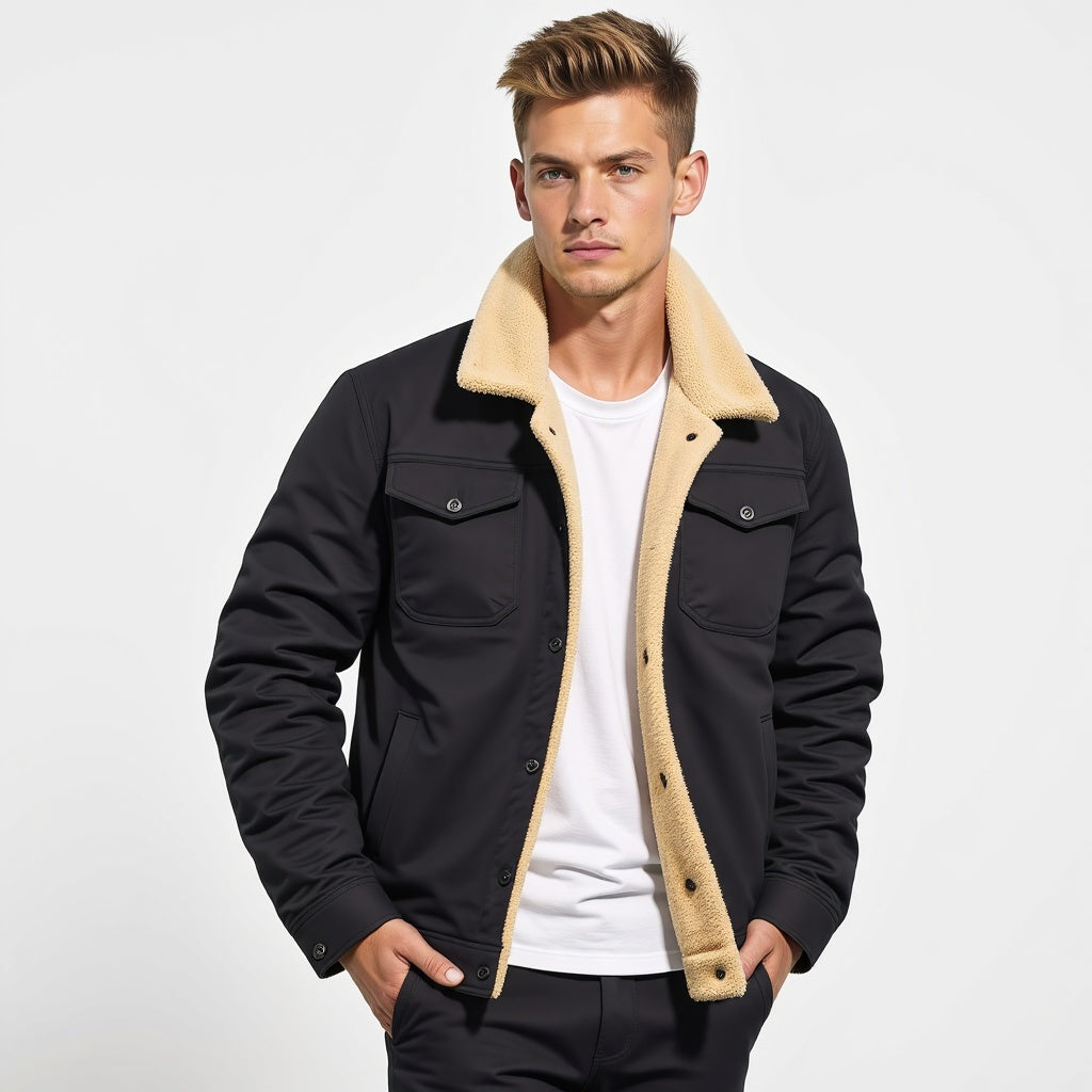 Herren Winter Bomberjacke Vintage Stil – Warm gefüttert für Freizeit und Alltag
