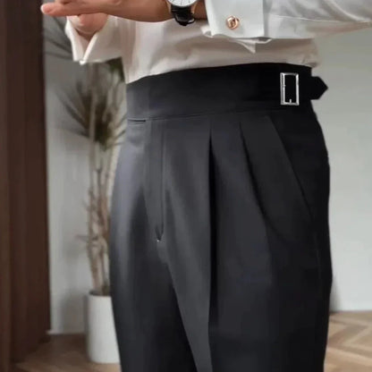 Herren High-Waist Maßgeschneiderte Anzughose mit Bundversteller – Eleganter Business & Freizeitstil