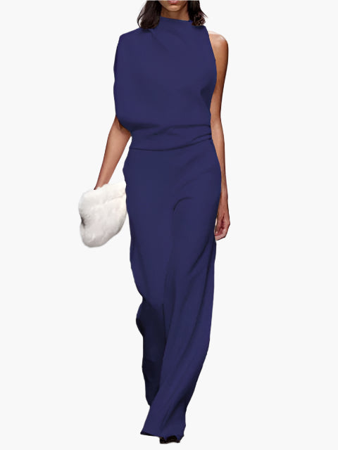 Damen Jumpsuit Eleganter Einteiler mit weitem Bein für Büro und Alltag