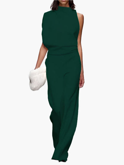 Damen Jumpsuit Eleganter Einteiler mit weitem Bein für Büro und Alltag