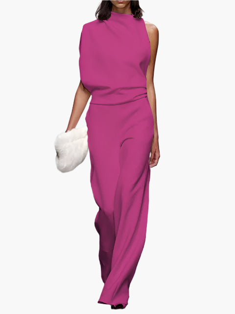 Damen Jumpsuit Eleganter Einteiler mit weitem Bein für Büro und Alltag