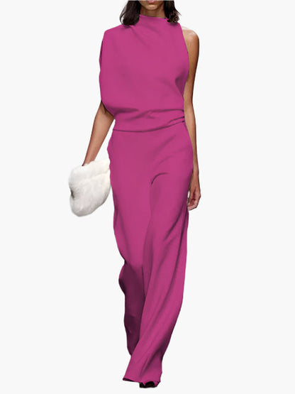 Damen Jumpsuit Eleganter Einteiler mit weitem Bein für Büro und Alltag